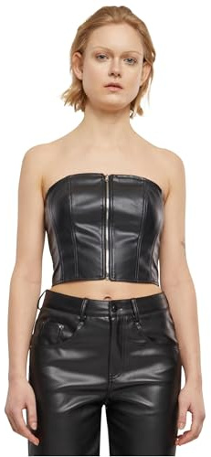 Urban Classics Tb6952-ladies Synthetic Leather Bandeau Top Camiseta, Negro, L Mujeres