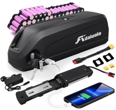 Adaluolo Batería Ebike Hailong, 48V 13AH Bateria para Bicicletas Electrica Ricambio Litio Ion Batteria con Cargador, Placa Base 4 Pin, Puerto USB para Ba-Fang/Tong-Sheng & Otros
