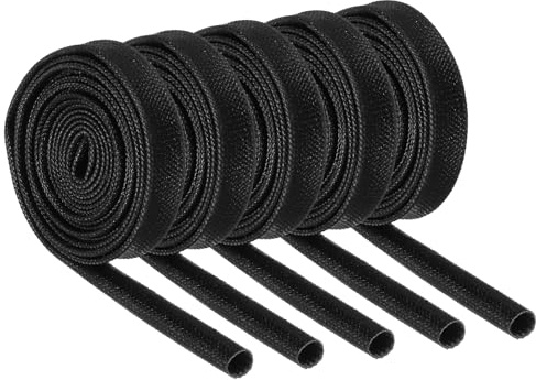 QUARKZMAN 10pz Guaina Intrecciata Isolante per Cavi, 3.3Ft-5/32 ID Nero, Guaina Fibre Vetro Rivestita Silicone Alta Temperatura per Avvolgicavo, Tubazioni Automobilistiche Protezione