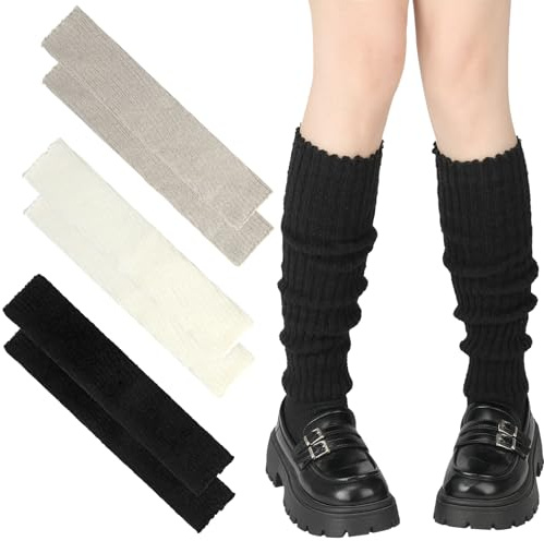 Zuimei 3 Pairs Leg Warmers for Women Girls,Crochet Knit Leg Warmers Winter Boot Cuffs Warm Knee Warmers Fashion Ankle Warmers