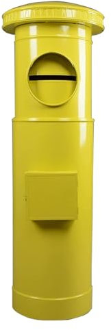 LMXRYPD Cassetta Postale Cilindriche in Ghisa, Cassetta Posta Decorative Artigianali, Cassette Postali per Esterno Verticali di Grande capacità, per Casa, Negozio, Parco Giochi(Yellow,120cm/47.2in)