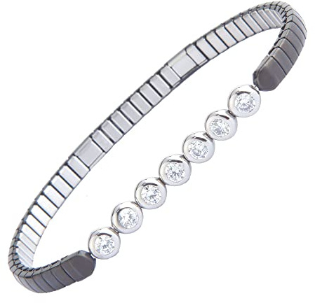 HAQI Magnetarmband für Damen Edelstahl Elastisches Armband Energie Magnetfeldtherapie Arthritis Schmuck Dehnbar (Schwarz)