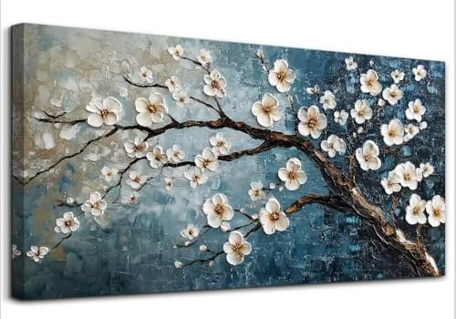 hyidecorart Canvas Wall Art for Living Room Large, 20x40 Plum Blossom Tree Prints, Flower Pictures Bedroom Decor Aesthetic, Modern Wall Decorations for Office Bathroom Hallway Dining Room