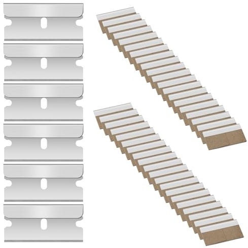 Flintronic 40 Pezzi Lame di Ricambio per Raschietti, per da 40mm Raschietti, Lame a in Acciaio Inox, per Pulito, per Vetro per Cucina e casa, Colla, Colore, Decalcomanie, Piano Cottura e Forno