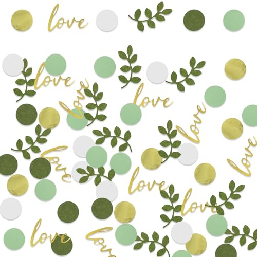 Wedding Table Confetti - 15G Baby Shower Confetti Sage Green Party Decorations - Wedding Table Decoration Baby Shower Confettis - Love Theme Round Dots For Anniversary Birthday Decor
