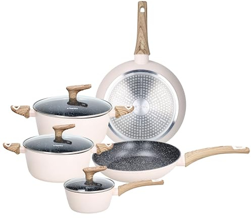 Tognana Vanilla, Batteria di pentole e padelle 8 pezzi, alluminio, beige