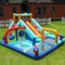 [con soplador] Castillo Inflable para Niños, Parque Acuático Exterior Multifuncional con soplador, Castillo de Agua,Tobogán Acuático Doble/Pared de Escalada/Pistola de Agua/Fuente