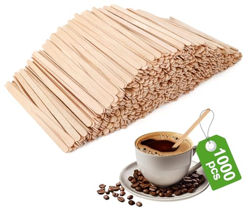 1000 Cucharillas Cafe 11 cm, Aletinas de Café de Madera, Palitos de Madera Agitador de Cafe Paletinas Cafe, Agitador Bebidas de Café y Te