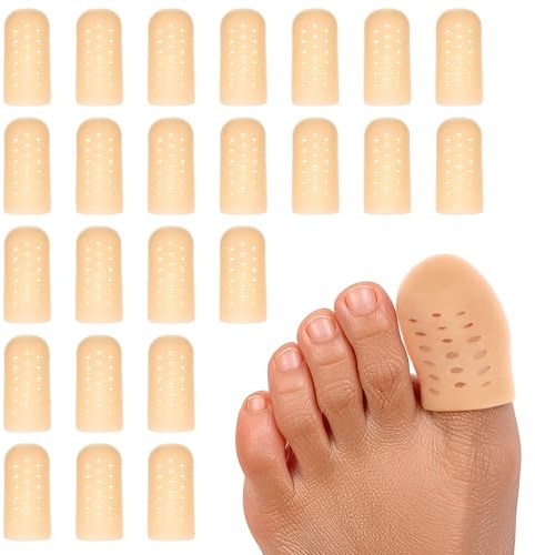 Sibba 24 Stück Zehenkappen mit Löchern Zehenschutz Großer Zehen Zehenärmel Schlauch gegen Blasenbildung und Schwielen Silikon Zehentrenner Zehenschutzpolster Zehenschoner für Hühneraugen, Hammer Zehen