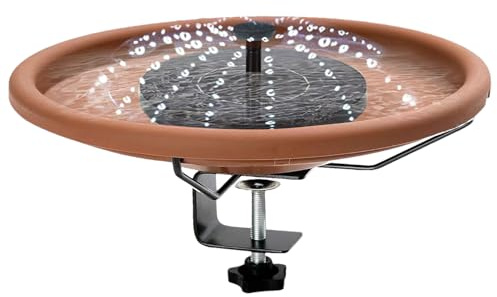 Geländer Vogelgetränke - Solar -betriebenes Vogelbad mit Springbrunnenfunktion, Terrassen Dekoartikel | Zaunbügel Wasserschale für Colibris und kleine Wildvögel, wetterfester Garten Vogelbad Brunnen