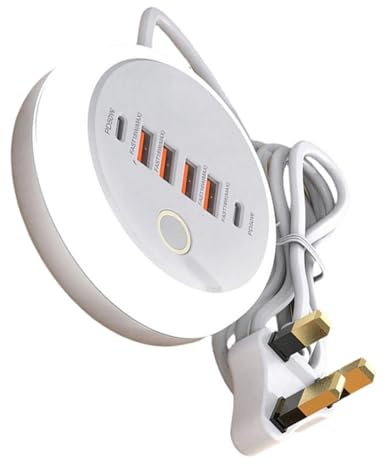 Avejjbaey Adattatore di ricarica simultaneo per 6 dispositivi con 2 porte di tipo C Ricarica rapida 4 porte USB Rilevamento automatico della corrente Risparmio di spazio Risparmio di spazio Adattatore
