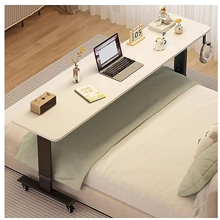 Genérico Escritorio Ajustable sobre la Cama con Ruedas - Mesa Multiusos de 68-103 cm de Altura para Dormitorio, Ideal para Usar el Ordenador, Escribir y vestirse - Solución para Ahorrar Espacio en la