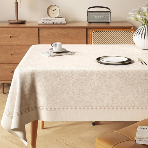 Uniclife Kunststoff-Tischdecke, rechteckig, 140 × 200 cm, wasserdicht, ölbeständig, fleckenresistent, Blumenmuster, knitterarm, Picknick, Kunststoff-Tischdecke für Party & Hochzeit
