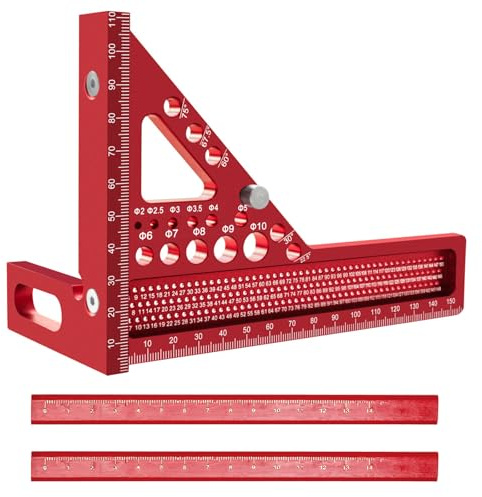 Qivine 3D Escuadra Carpintero de Triangular, Alta Precisión de Escuadras Metalicas Carpintero de Aluminio, 22,5~90° Herramientas Carpinteria Madera para Carpintería, Ingeniero