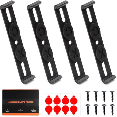 TMZELOA 4 Stück rahmenlose kennzeichenhalter ultraflach wetterfest – Schrauben und Klebepads für sicherer Halt – einfache Installation, perfekte Passform für 110mm kennzeichen