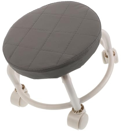 Didiseaon Tabouret Rond à roulettes Pivotant Siège Bas Simili-Cuir Rotation Hauteur pour Spa et Bureau