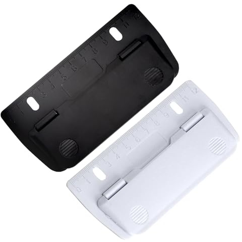 TLDBATICE 2 Stück Mini Taschenlocher, Pocket Locher für Ordner 2 Loch für 8 cm Lochung mit 12 cm Skala für Schule Büro Zuhause A5 A4 Papier Organizer Lesezeichen Ordner Haftnotizen (Weiß und Schwarz)