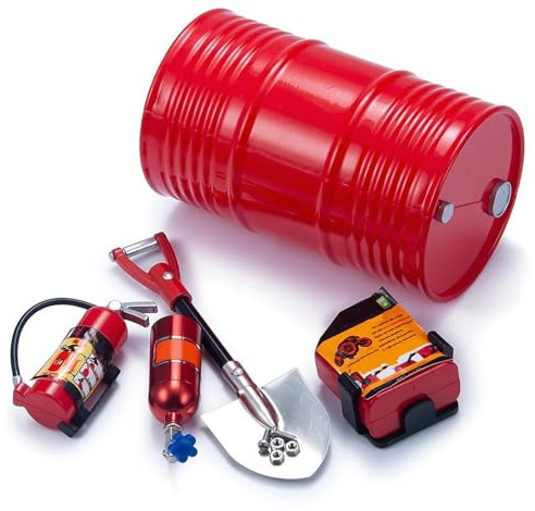 Pour 1/10 Tambour D'huile Pour Mini Pelle Pour Extincteur Bouteille D'azote 5 Pièces RC Voiture Décorations Ensemble RC Outils Sur Chenilles RC Mise Niveau Modèles(Red)