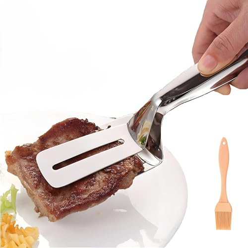 Tång kök rostfritt stål 304, grillklämma av rostfritt stål, rostfritt stål, grillklämma för säker vändning, kött och fisk, värmebeständig kökstång som matlagningstång, stektång och serveringstång, 26