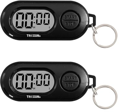 2pcs Keychains Mini Countdown Timer - Portable Timer Clock With Loud Alarm, Count Up Countdown Timer, Minute/Stopwatch Countdown, Egg Timers for Boiling Eggs, for Teachers, Classroom, Cooking, Study