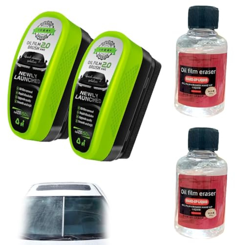 Androxeda 2 Pezzi Set Spazzola per la Pulizia del Film di Olio per Vetri Auto, Accessorio per la Manutenzione dell'Auto, Kit per la Pulizia dei Vetri dell'Auto, per Tergicristalli, Lavaggio Auto