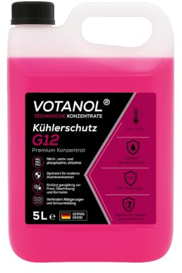 WWotan Solutions VOTANOL® Kühlerschutz G12 Konzentrat 5 Liter – Premium Silikatfrei Oat Kühlerfrostschutz Rot/Rosa – Frostschutzmittel für PKW, LKW & Aluminium-Motoren