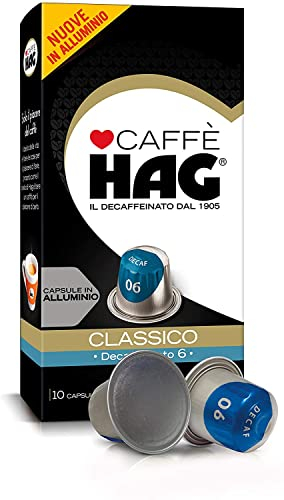 Hag - Capsule Caffè Decaffeinato Espresso Classico - 100 capsule in alluminio - Intensità 6 - Compatibili con Macchine Nespresso®* original - 10 pacchetti da 10 capsule (totale 100 capsule)