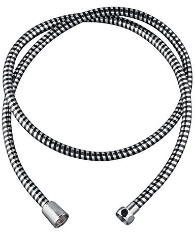 Wirquin 60720934 Flexible de douche en PVC lisse 1m50 avec raccord en laiton, noir et chrome
