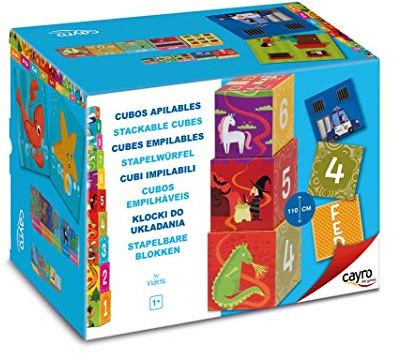 Cayro – Set mit 10 stapelbaren Würfeln – mehrfarbig – für Kinder ab 1 Jahr – entwickelt Koordination und motorische Fähigkeiten – sicheres und widerstandsfähiges Material – zum Spielen mit der Familie