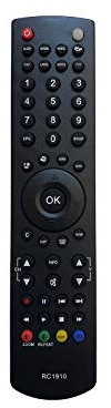 azurano Universal Replacement Remote Control | Compatible with TELEFUNKEN RC1910 | TV Projector HiFi Remote Control | 19D857UV, IDTV26DCT, IDTV47DCT, T24LF900DVD, T26R906PVR, T32TX970DLP, T32-TX970-DL