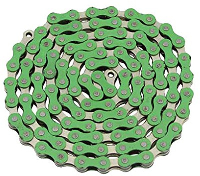 Alta YBN Bicycle Chain Twotone, (Single-Speed, 1/2 x 1/8-Inch, 112L) Multiple Colors (Green/Chrome)
