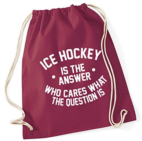 Hippowarehouse Ice Hockey is the Answer Who Cares What the Question Is Drawstring Cotton School Gym Kid Bag Sack 37cm x 46cm, 12 litres