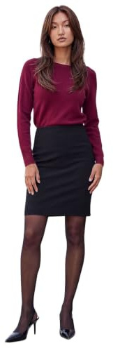 Roman Short Skirt for Women UK - Ladies Textured Pull On Mini Stretch Cotton Jersey Pencil Tube Smart Summer Bodycon Knee Length A-Line Straight Work Office Formal - Size 20 - Black