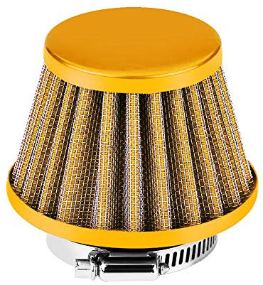 Filtre à Air d'Entrée Kit de Filtre d'Admission d'Air de Serrage de Moto 38mm Froid Universel pour Moto Voiture Scooter en Forme de Champignon (Gold)