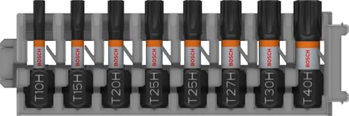 Bosch 8x PRO TH Impact Bit Set, T10H, T15H, T20H, T25H (x2), T27H, T30H, T4 | Länge 25, 25, 25, 25, 25, 25, 25 mm, Professional Zubehör Schraubendreher, Bohrmaschine/Schrauber