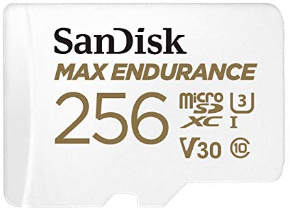 SANDISK MAX ENDURANCE microSDXC Speicherkarte mit Adapter 256 GB (Für Dashcams und Heimüberwachungssysteme,100 MB/s Übertragung, V30, Class 10, U3)