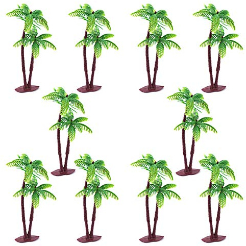 JinYu 10 Stück Kunststoff Kokosnuss Palme Künstliche Kunststoff Modelle Bäume Miniatur-Kokospalmen Drachenbaum Modell-Palmen Mini Landschaft Grünpflanze für Mini Landschaft Landschaftsgestaltung