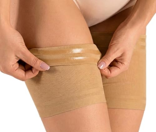 sesto senso Bande Elastiche Anti Sfregamento Fasce Cosce Elastico con 4 Strisce di Silicone Liscio Beige 60-65 M