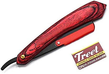 AAProTools Treet Carbon Steel Double Edge Razor Blades, 20 blades (2x10) & Straight Cut throat Razors Barber