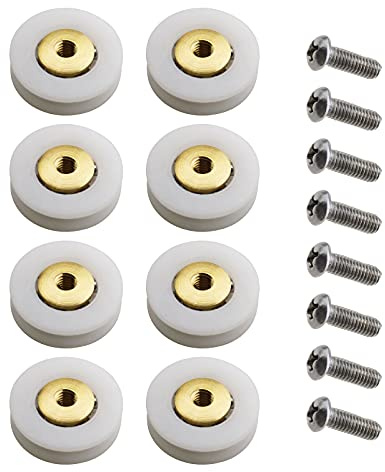 YINETTECH 8 x Einzelrollen für Duschkabinentür, V-Rillen, 19 mm, Rollen mit M4-Schrauben