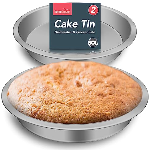 Juego de 2 moldes redondos para tartas de acero inoxidable duradero de 20.3 cm de diámetro x 3.5 cm de profundidad, equipo para hornear tartas para uso doméstico y comercial, incluye cuaderno SOL