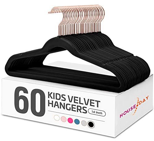House Day Velvet Kids Hangers 60 Pack, Premium Children Hangers for Closet