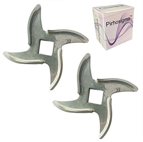 Pirhosigma 2 pcs Size #32 Chef Meat Grinder Stainless Steel Cutter Knife Blade for Electric or Manual Metal