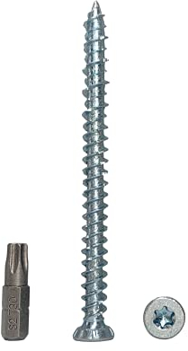 (40 Stück) Verzinkter Stahl 7,5 x 92 mm Betonrahmenschrauben Holzschrauben Torxkopf Mauerwerk Schraube Flachkopf (40, 7,5 x 92 mm)