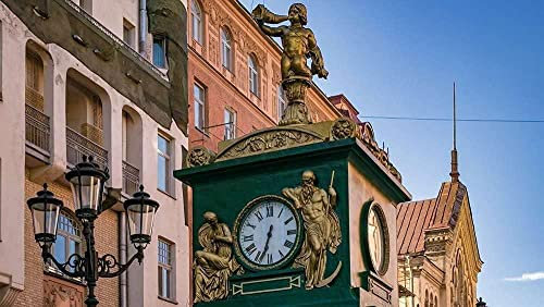 Xiutailtd Puzzle 1000 Teile für Erwachsene Landschaftsmuster Puzzle Intellektuelle Unterhaltung Spiel Spielzeug Geschenk 3D DIY Holz Puzzle Glocke Turm