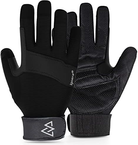 Igoera®️ Kletterhandschuhe mit hochwertigen u. robusten Nähten, Fingerhandschuhe zum Klettern u. Bouldern für mehr Grip u. Schutz am Fels u. an der Wand, Unisex