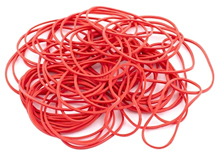 D.RECT - Gummiband | 100g Beutel | Gummiring | Größe: 1,5x1,5 mm 1/2 Umfang 80 mm | Perfekt für Haushalt und Büro | Wiederverwendbar | Sehr Langlebig | Rot