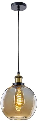 MOSSODOR Luna Globe Pendant Ceiling Light Modern Glass Shade Hanging Lamp Fixture Brass Indoor Decorative Lighting (Gold, 20cm)