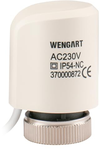 Wengart Actuador térmico eléctrico WG37, normalmente cerrado, 2 cables AC230V M30x1.5 para colectores de calefacción por suelo radiante