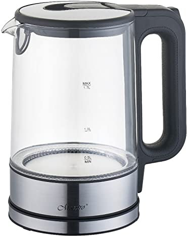 Maestro MR-053 - Bollitore elettrico senza fili in vetro con illuminazione a LED, base a 360°, in acciaio inox 2200 W